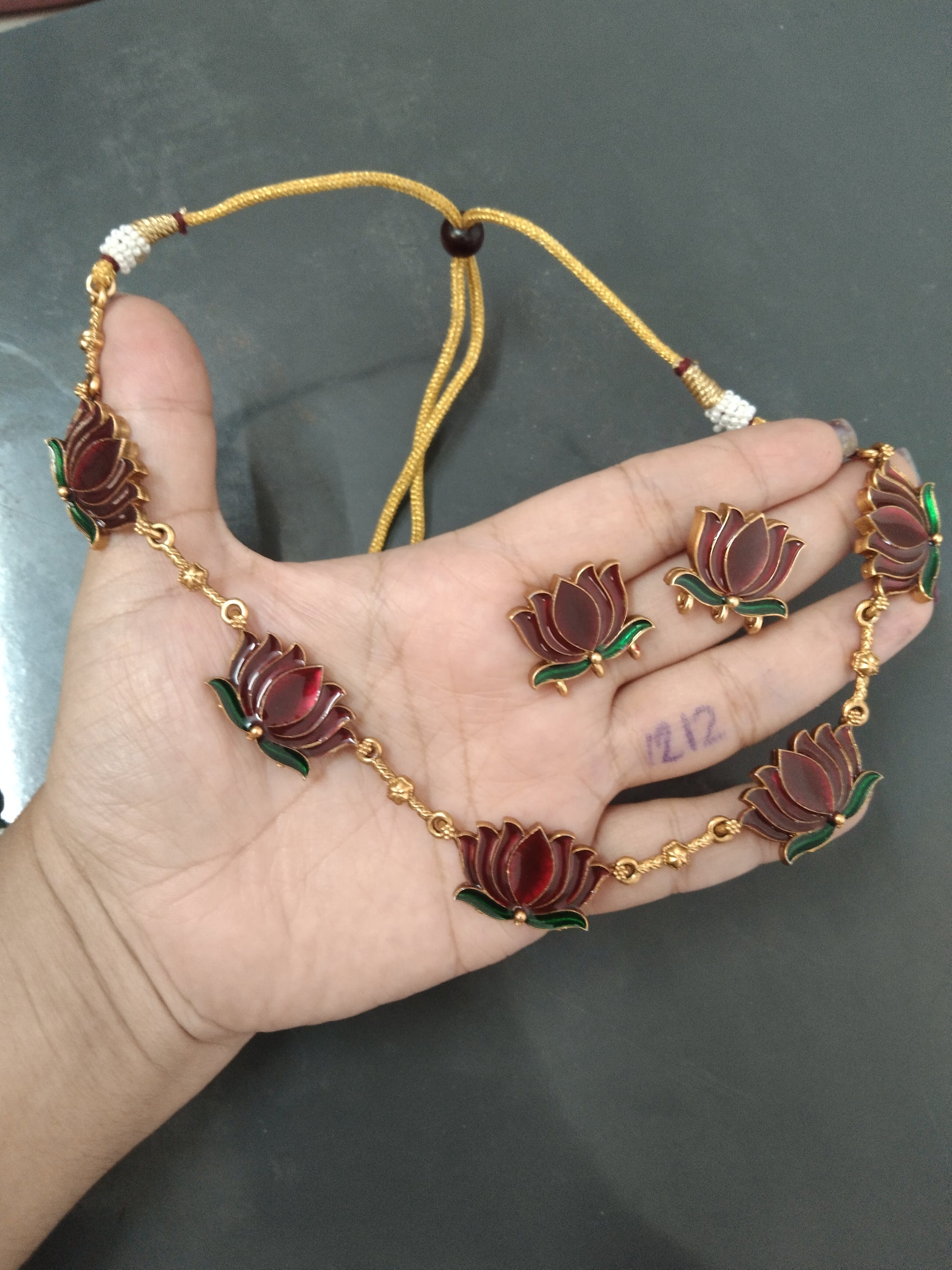 Enamel lotus Multi Necklace
