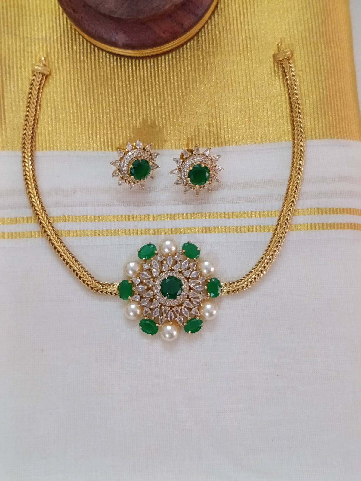 Premium Quality AD Floral Choker Set