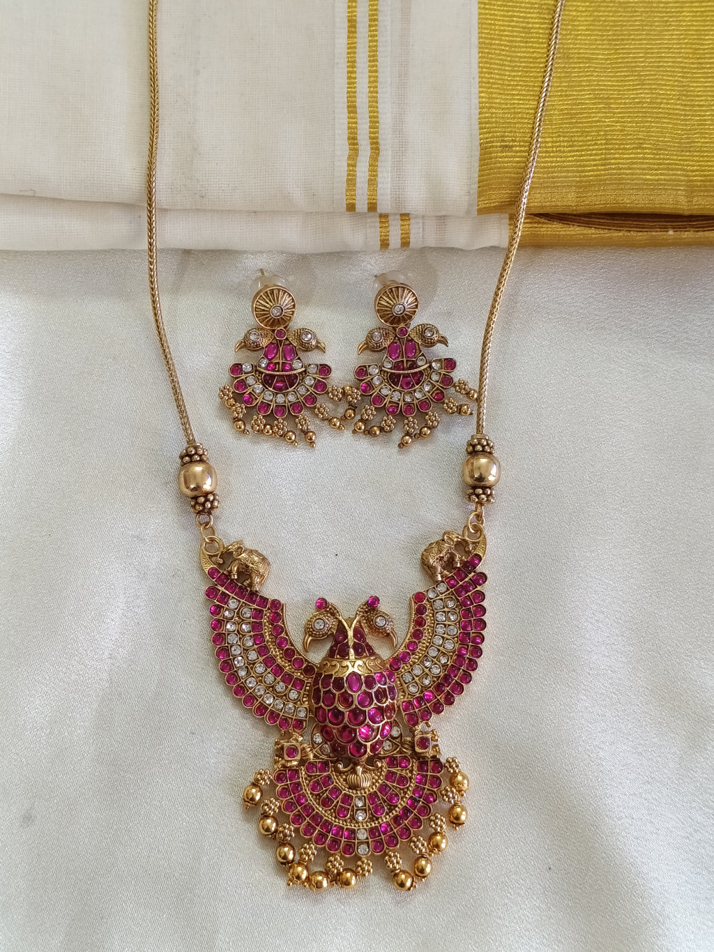 Garuda Pendant Mid Long Necklace Set