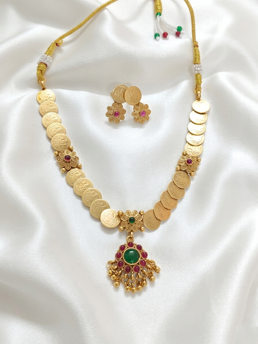 Coin Flower Necklace Set