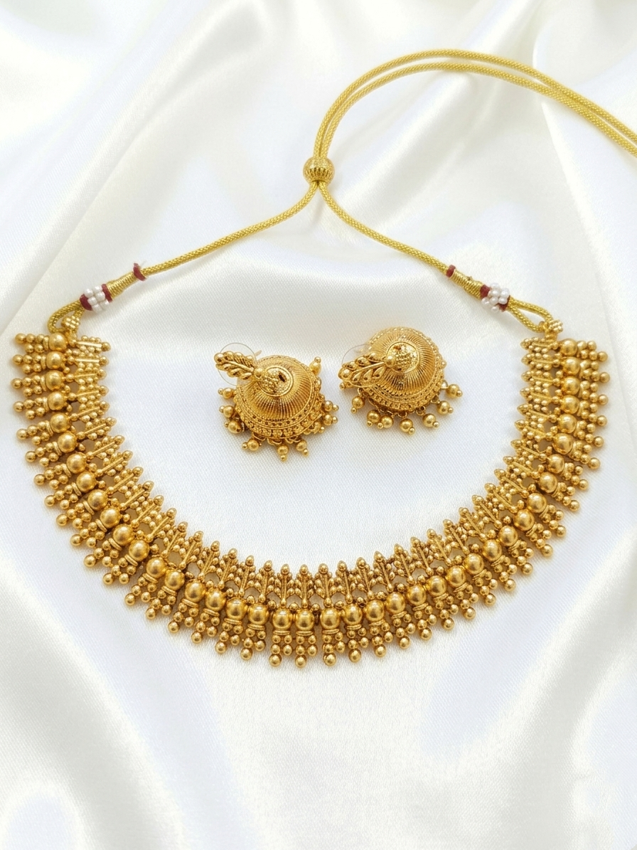 Matte Finish Mullamottu Necklace Set 114