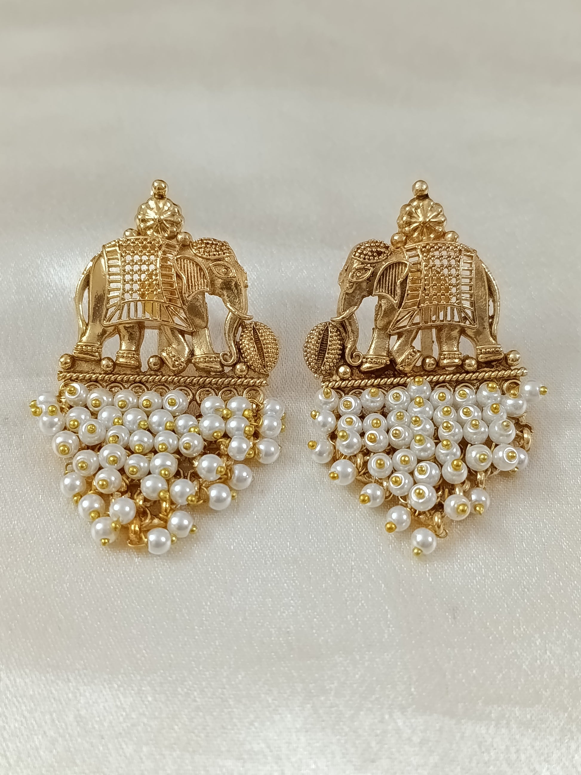 Elephant Pearl Drop Earring