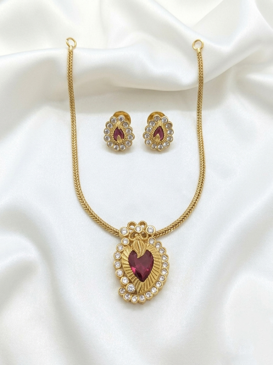 AD Palakka Mango Pendant Necklace Set