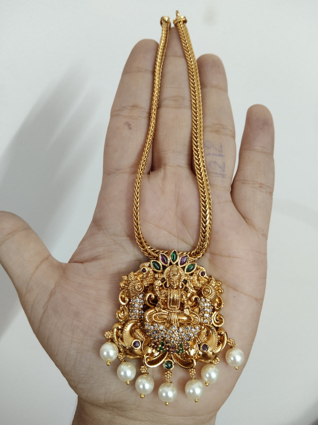Lakshmi Pendant Necklace Set with out Stud V3