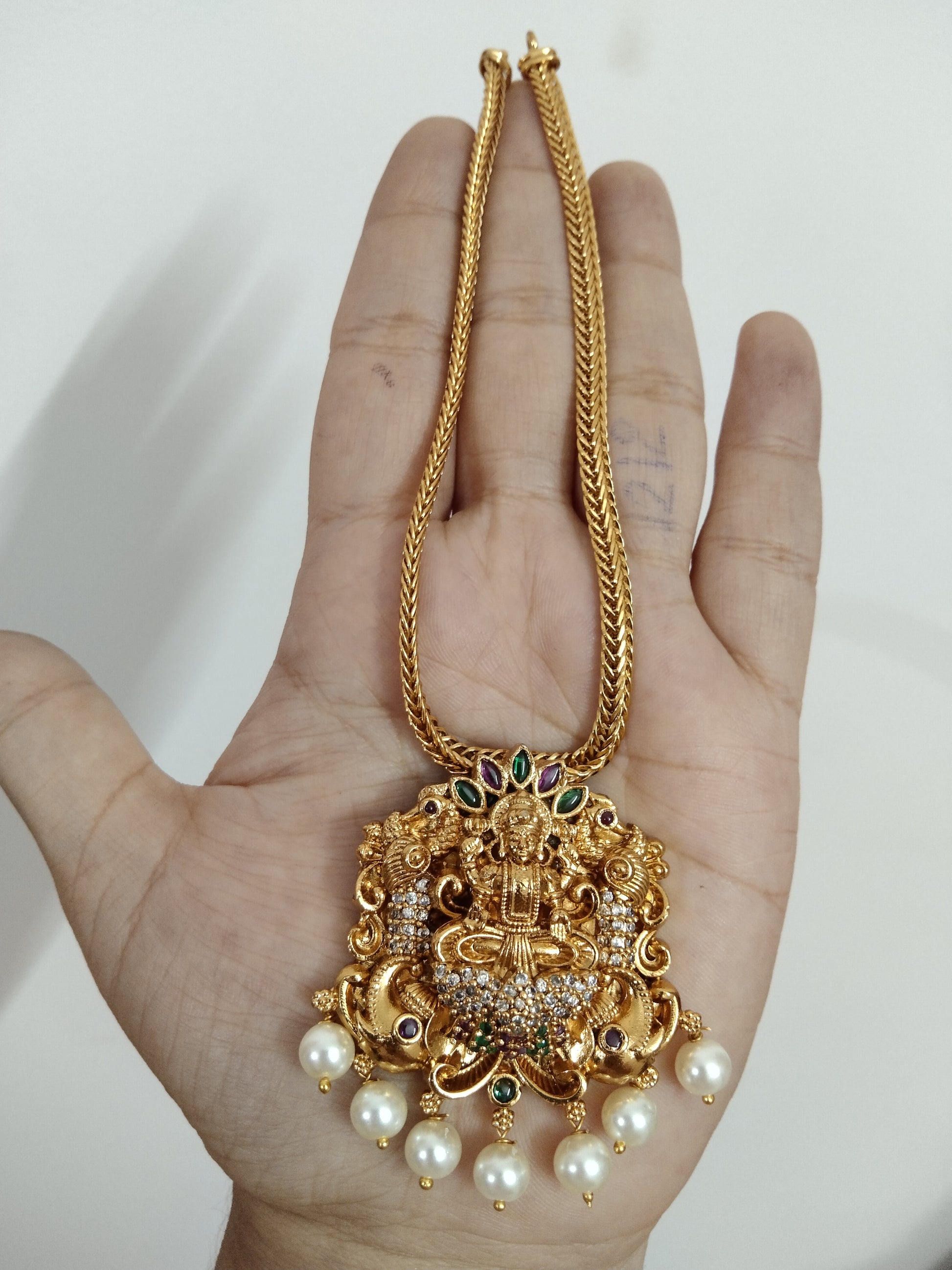 Lakshmi Pendant Necklace Set with out Stud V3