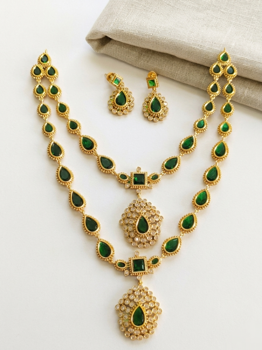Double Layer Jyothika Necklace Set V153