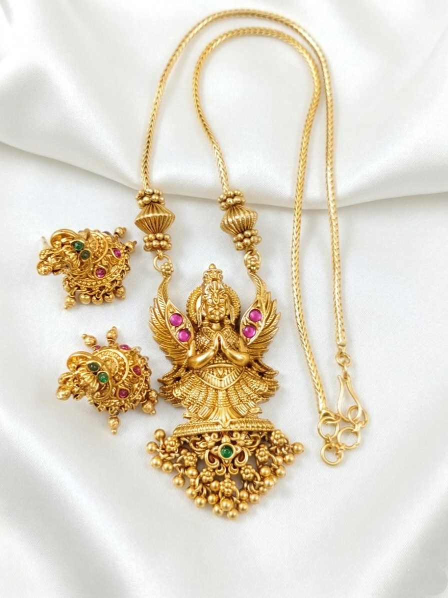 Garuda Pendant Mid Long Necklace Set
