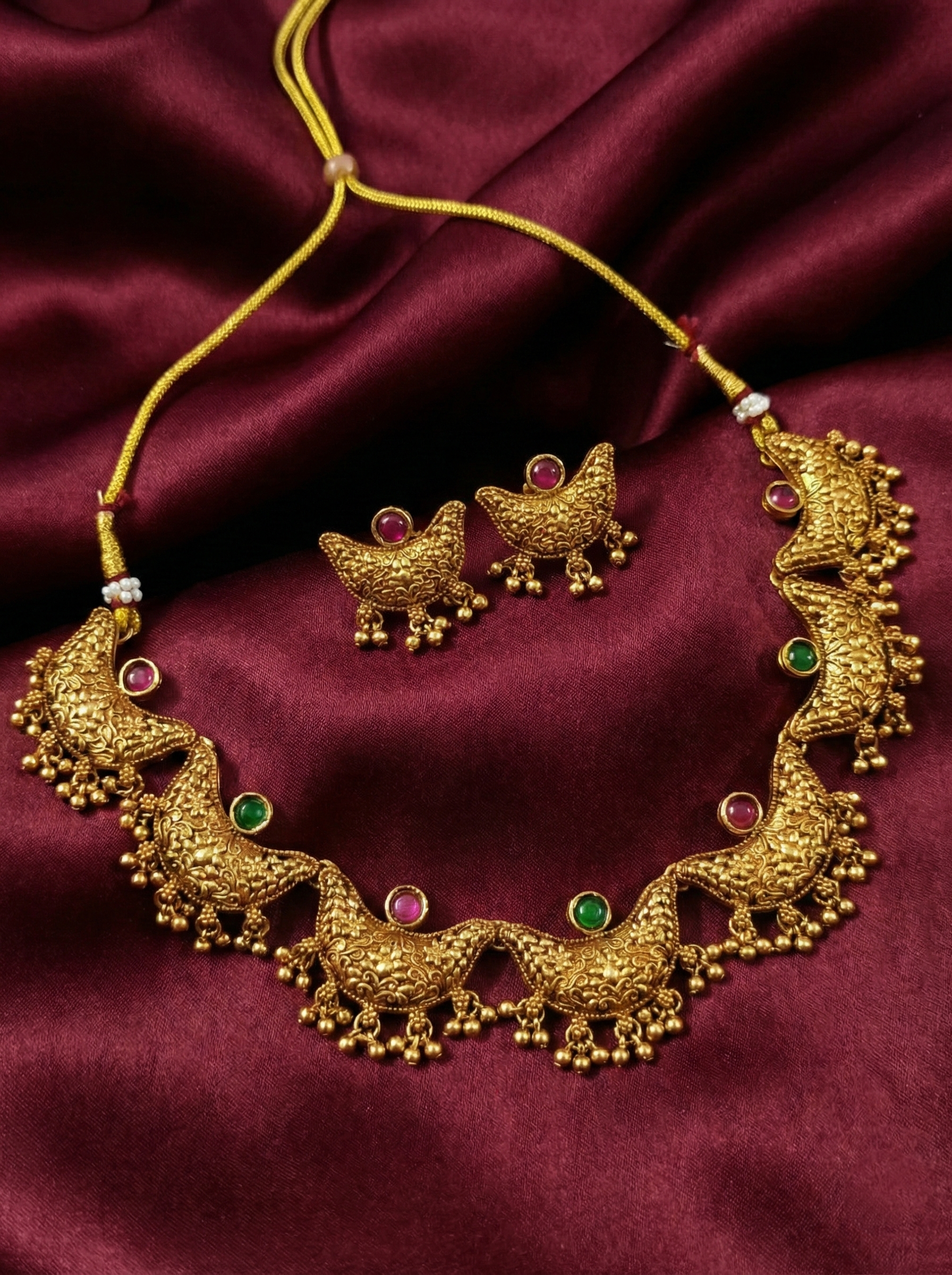 Matte Finish Half Moon Necklace Set V2