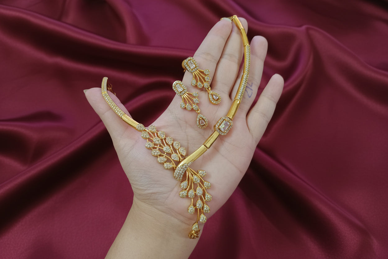 AD Floral Creeper Necklace Set V3