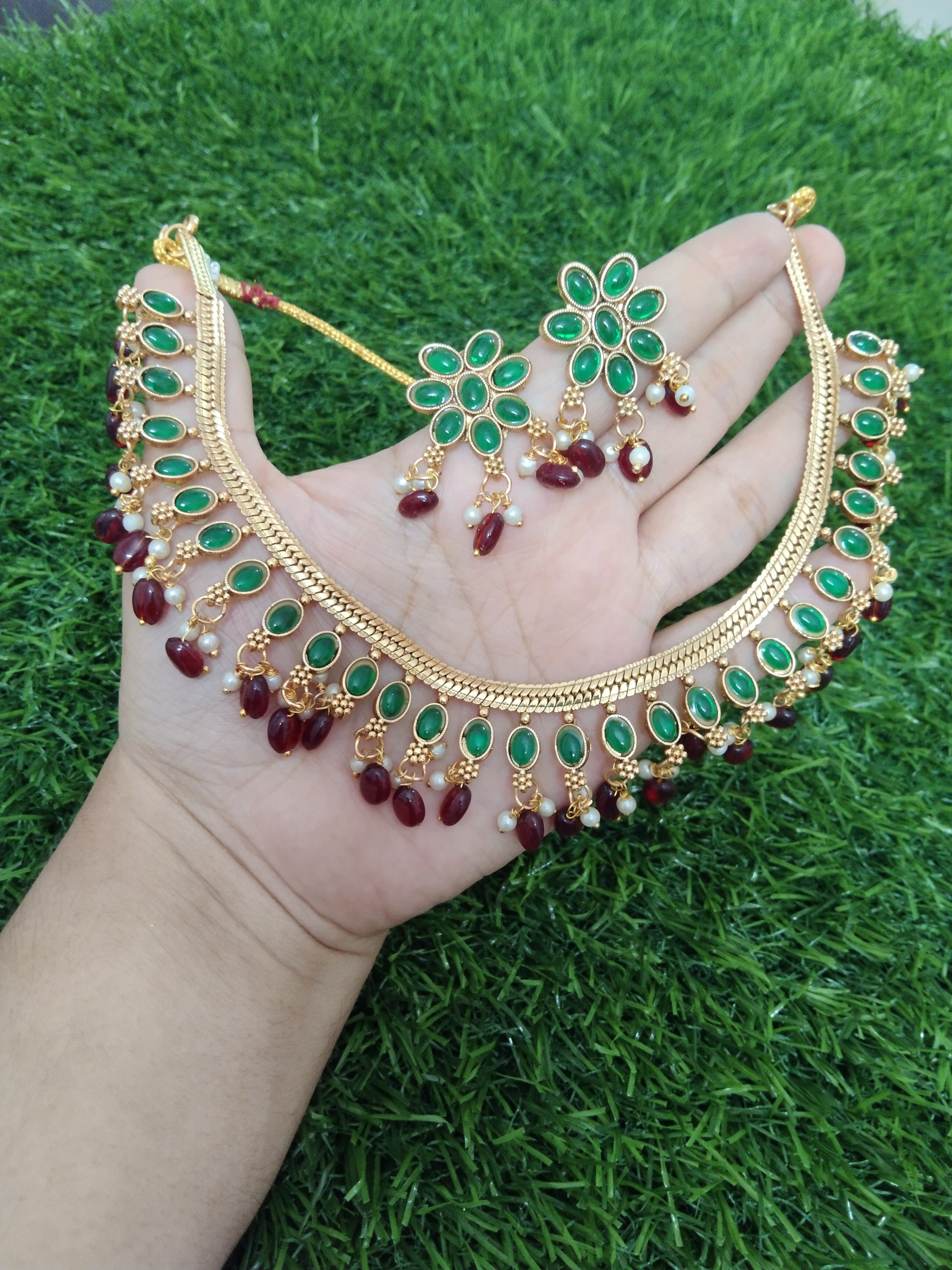 Emerald Ruby Bliss Necklace Set