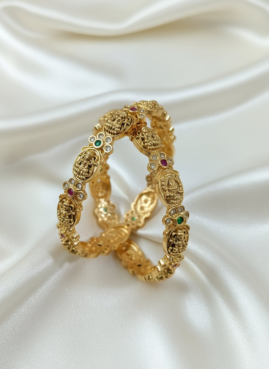 Lakshmi AD Flower Bangle Set of 2