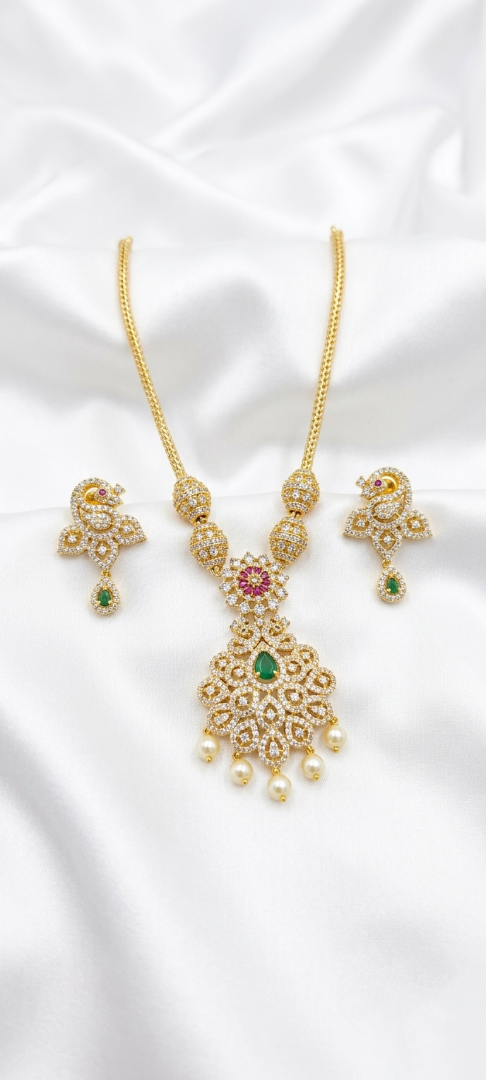 AD Peacock Pendant Necklace Set V125