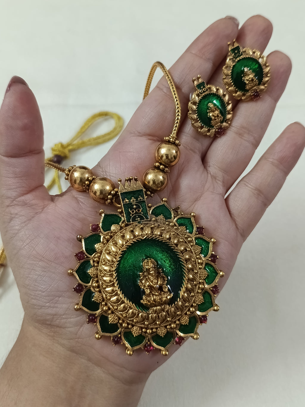 Mahalakshmi Surya Mid Long Necklace Set