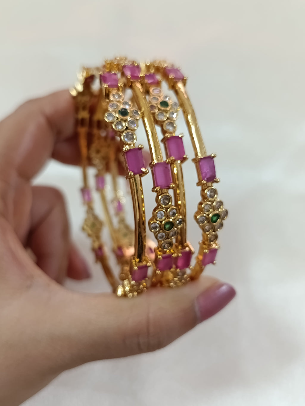 Pink Crush AD Flower Bangle Set of 4
