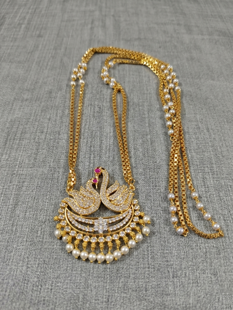 Micro Polish AD Pendants Long Necklace Set