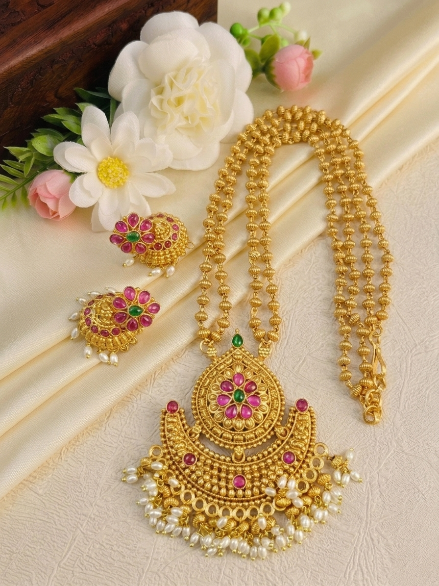 Non Idol Pendant Mid Long Necklace Set V14