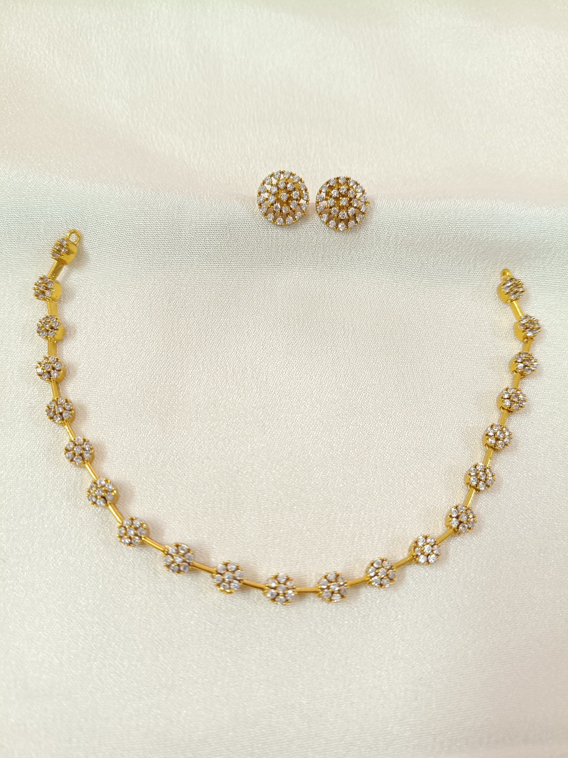 AD stone Floral Necklace V1