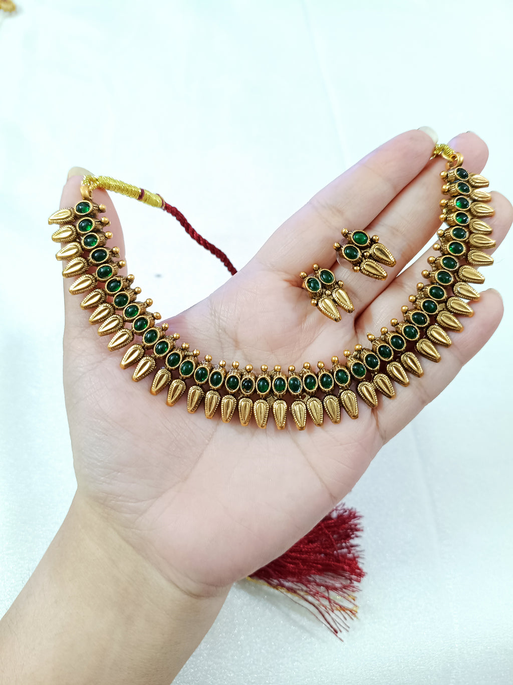 Matte Finish Mullamottu Necklace Set
