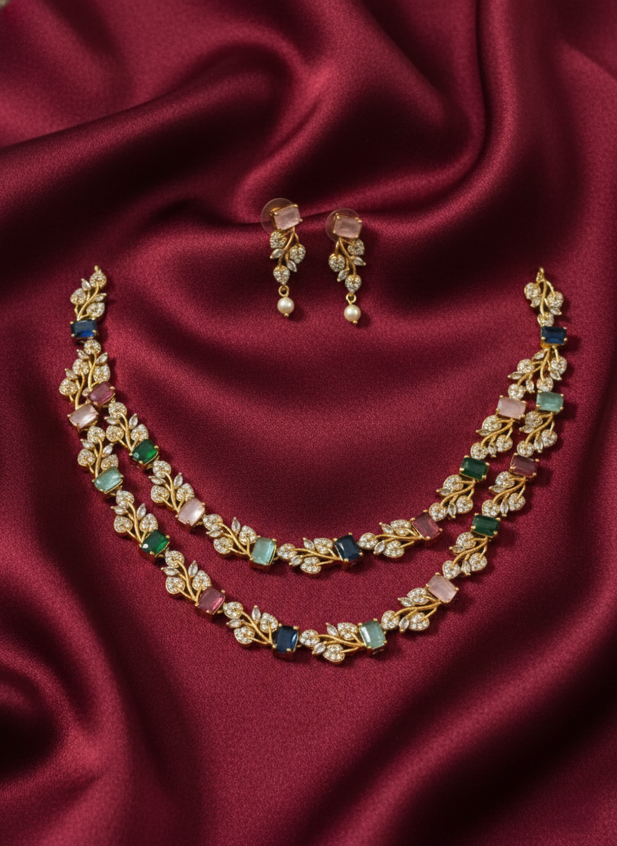 2 Layer Navaratna Necklace Set V2