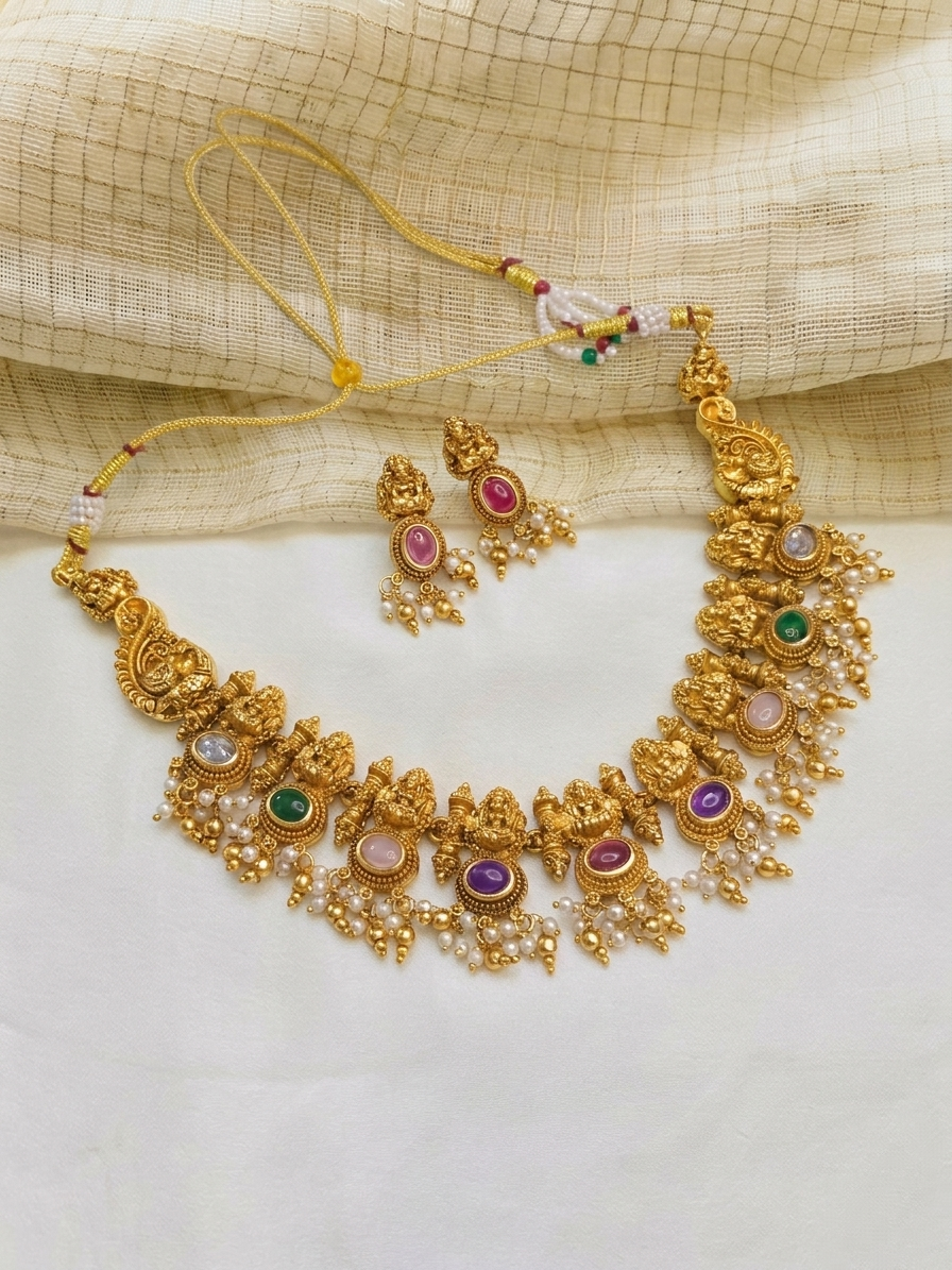 Lakshmi Navaratna Necklace Set