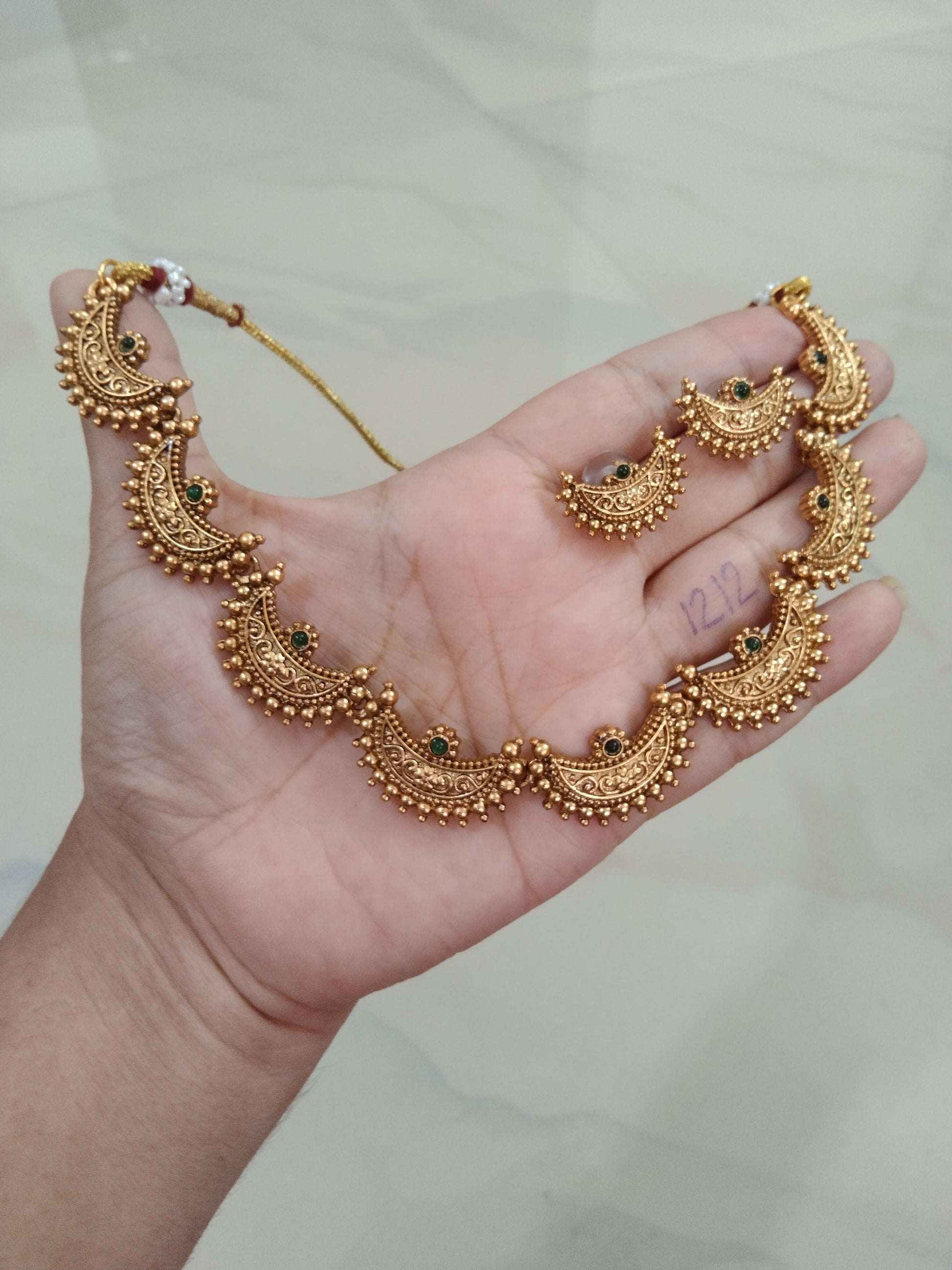 Half moon Green Necklace
