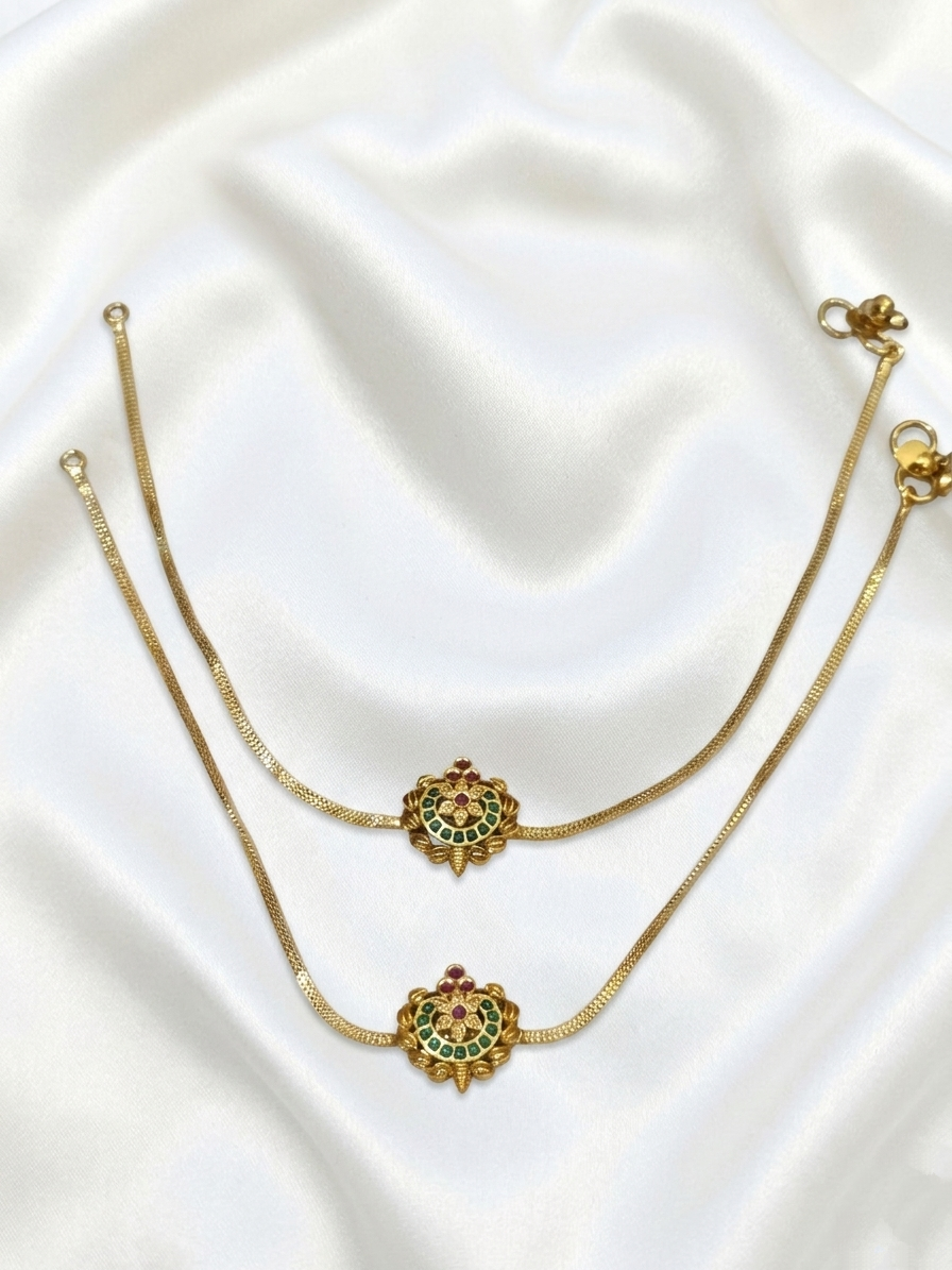 Floral Motif Anklets