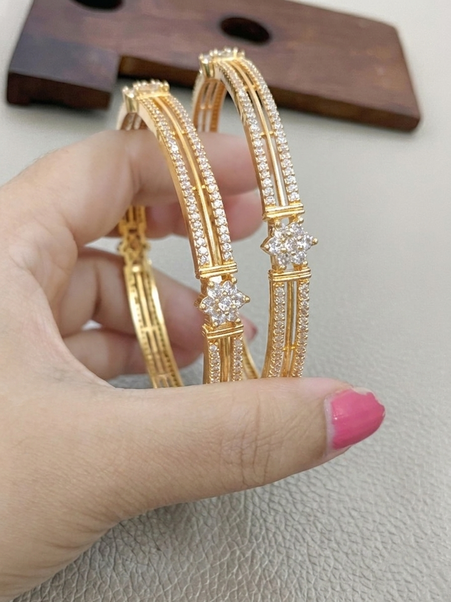 AD Floral Bangle Set of 2