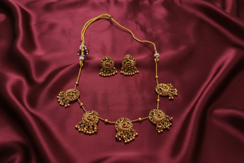 Peacock Motif Necklace Set