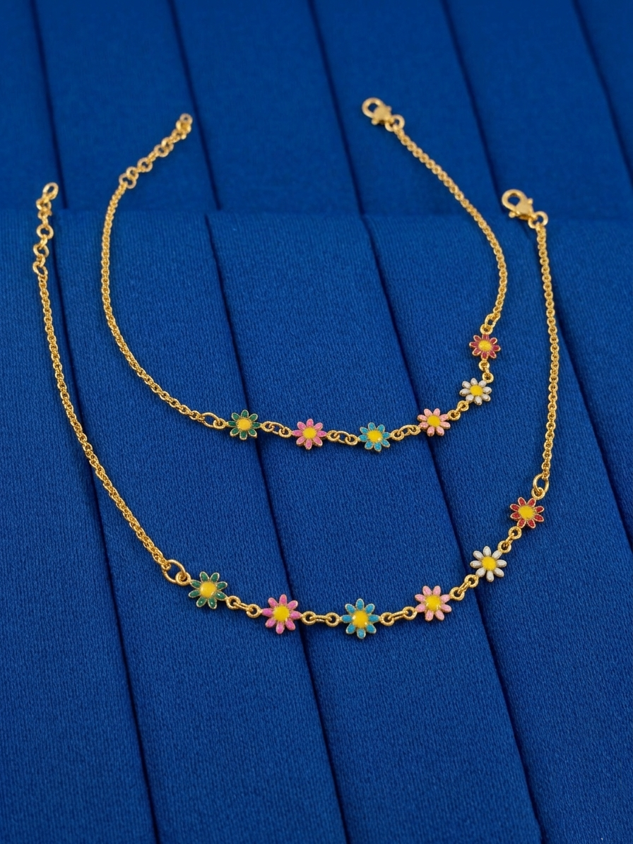 Matte Finish Floral Anklet