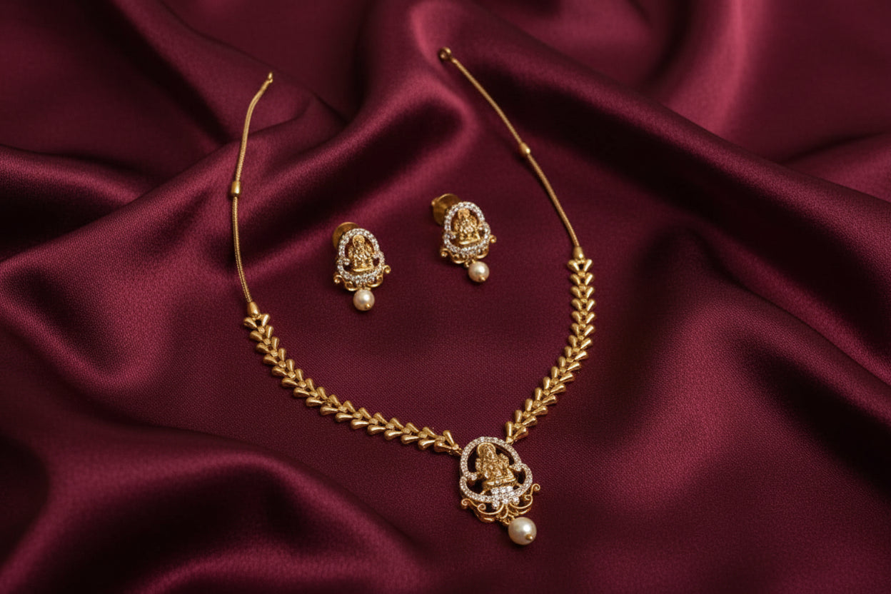 Classy Lakshmi Pendant Necklace Set