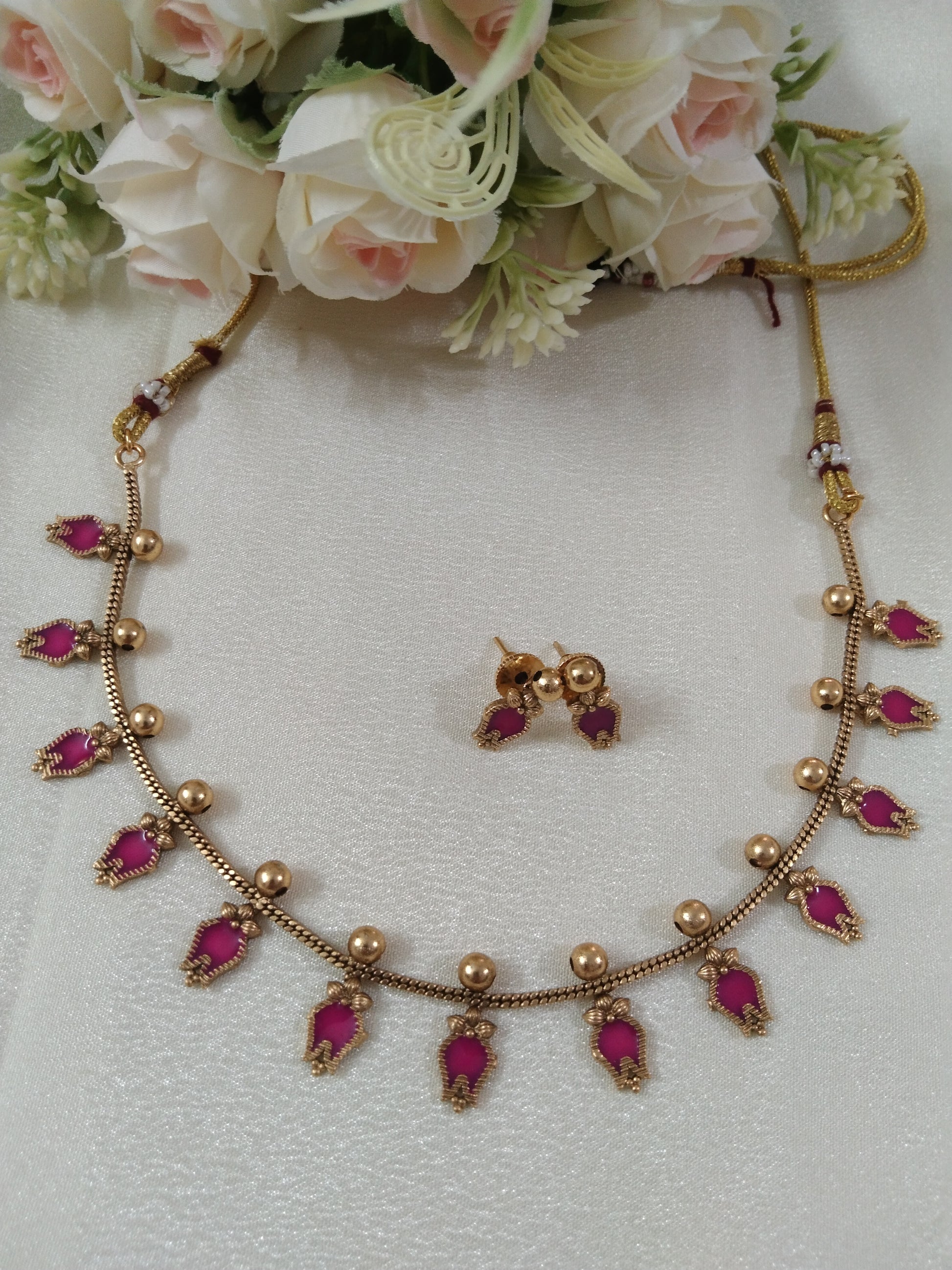 Small Petal Palakka Necklace set
