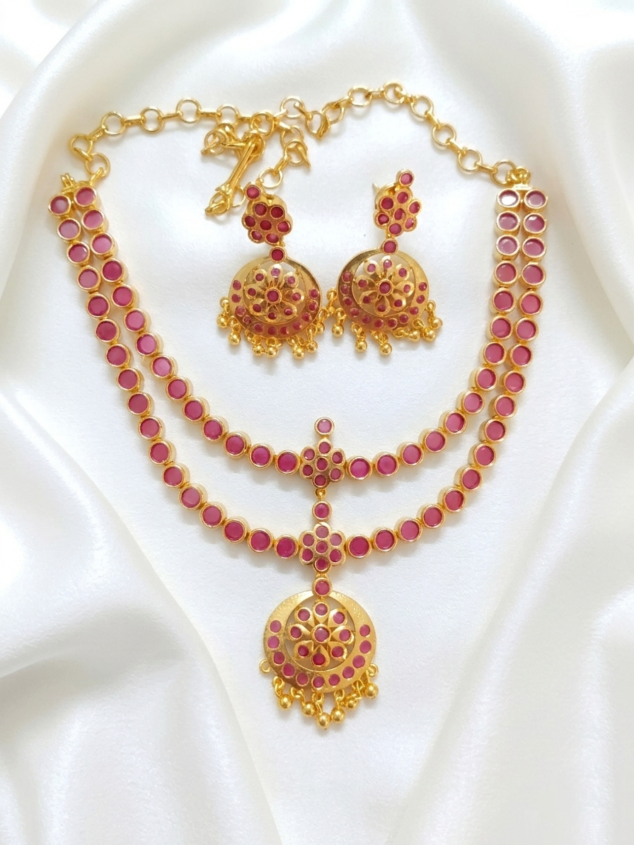 Micro Polish 2 Layer Traditional AD Necklace Set