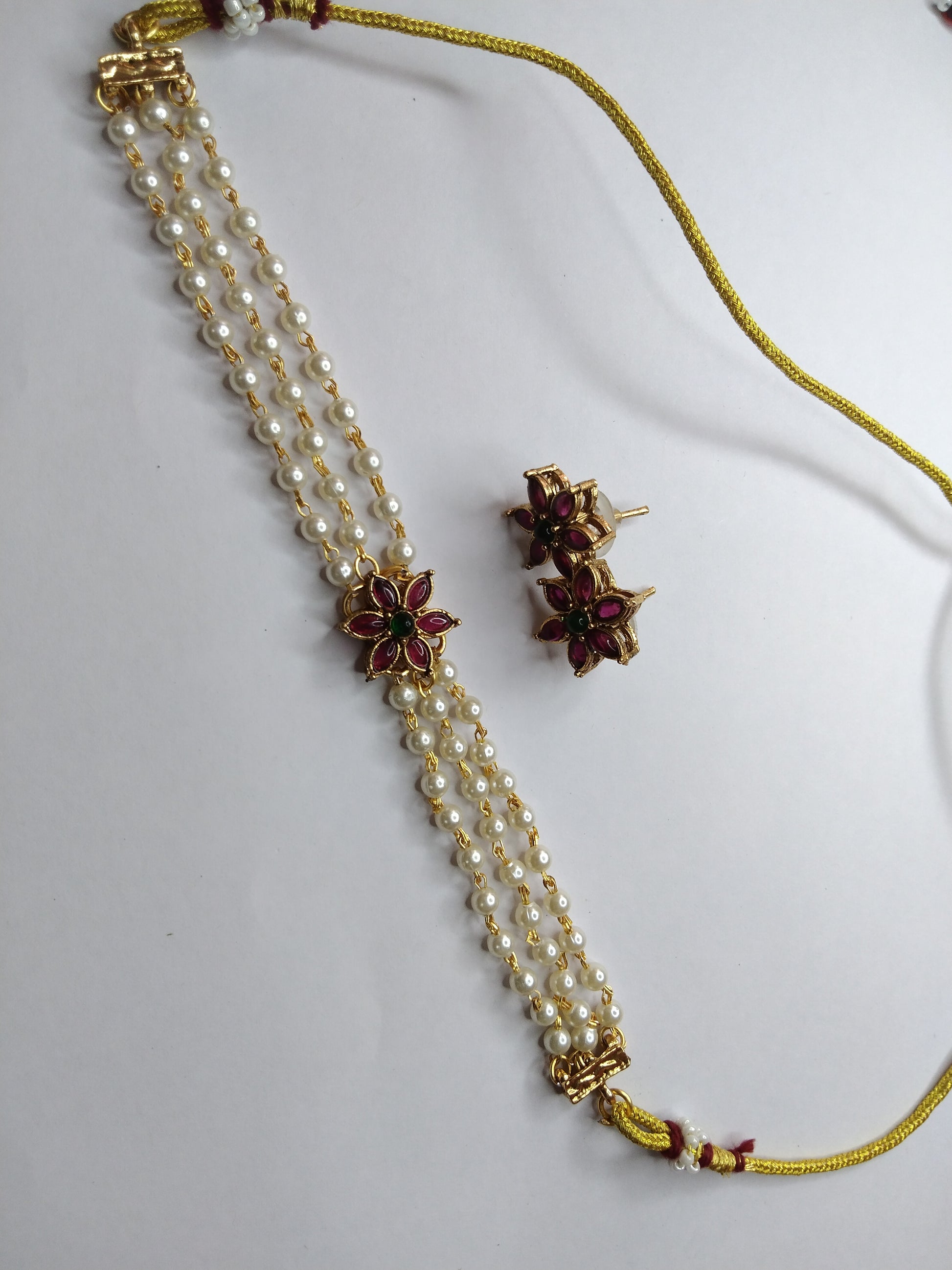3 Layer Pearl Flower Choker