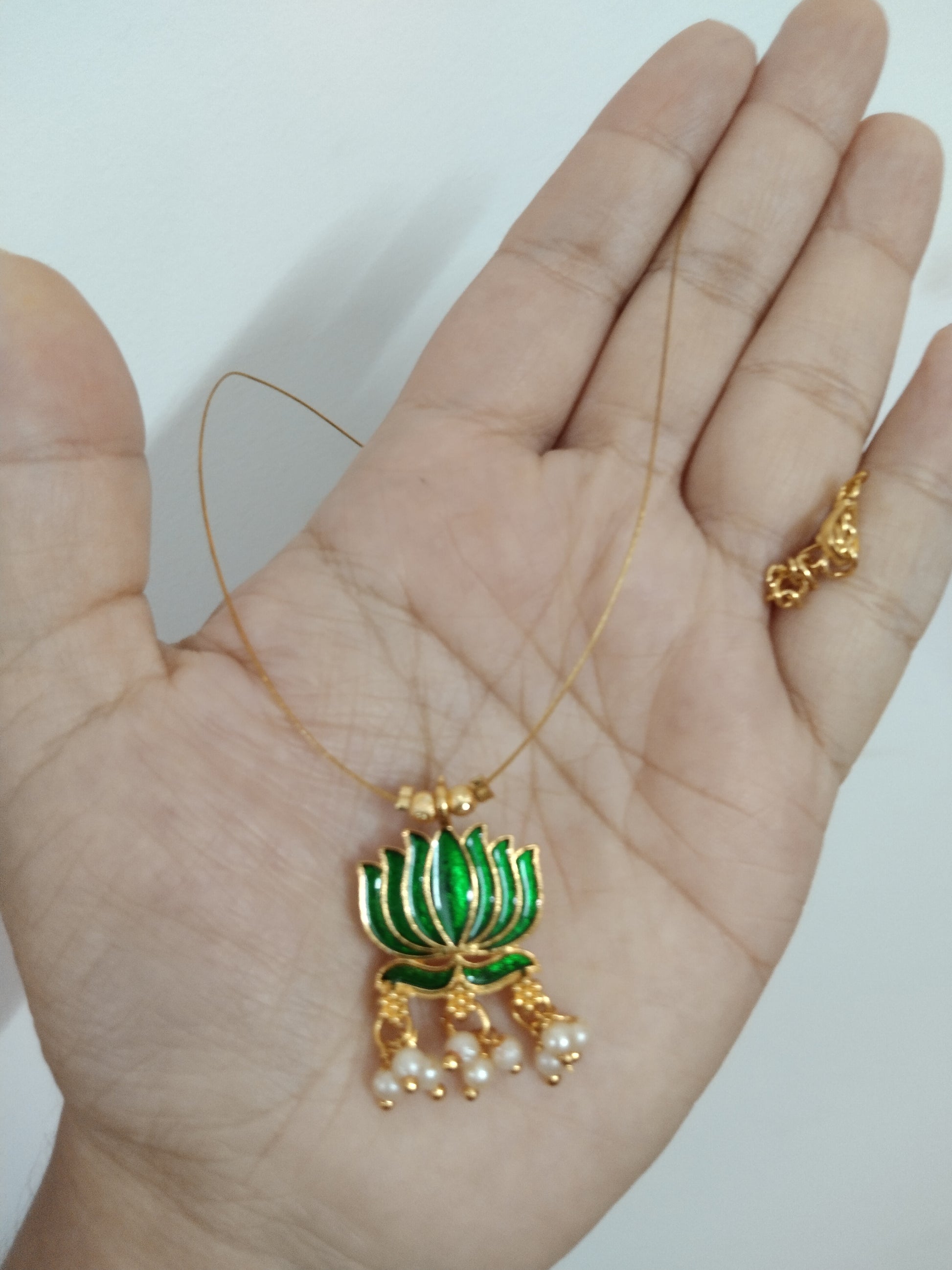 Lotus with Bead Invisible Chain