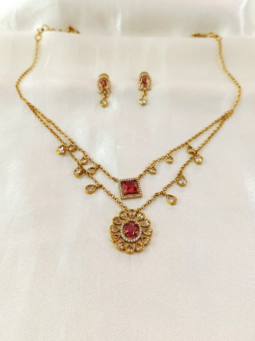 2 Layer AD Flower Necklace Set V3