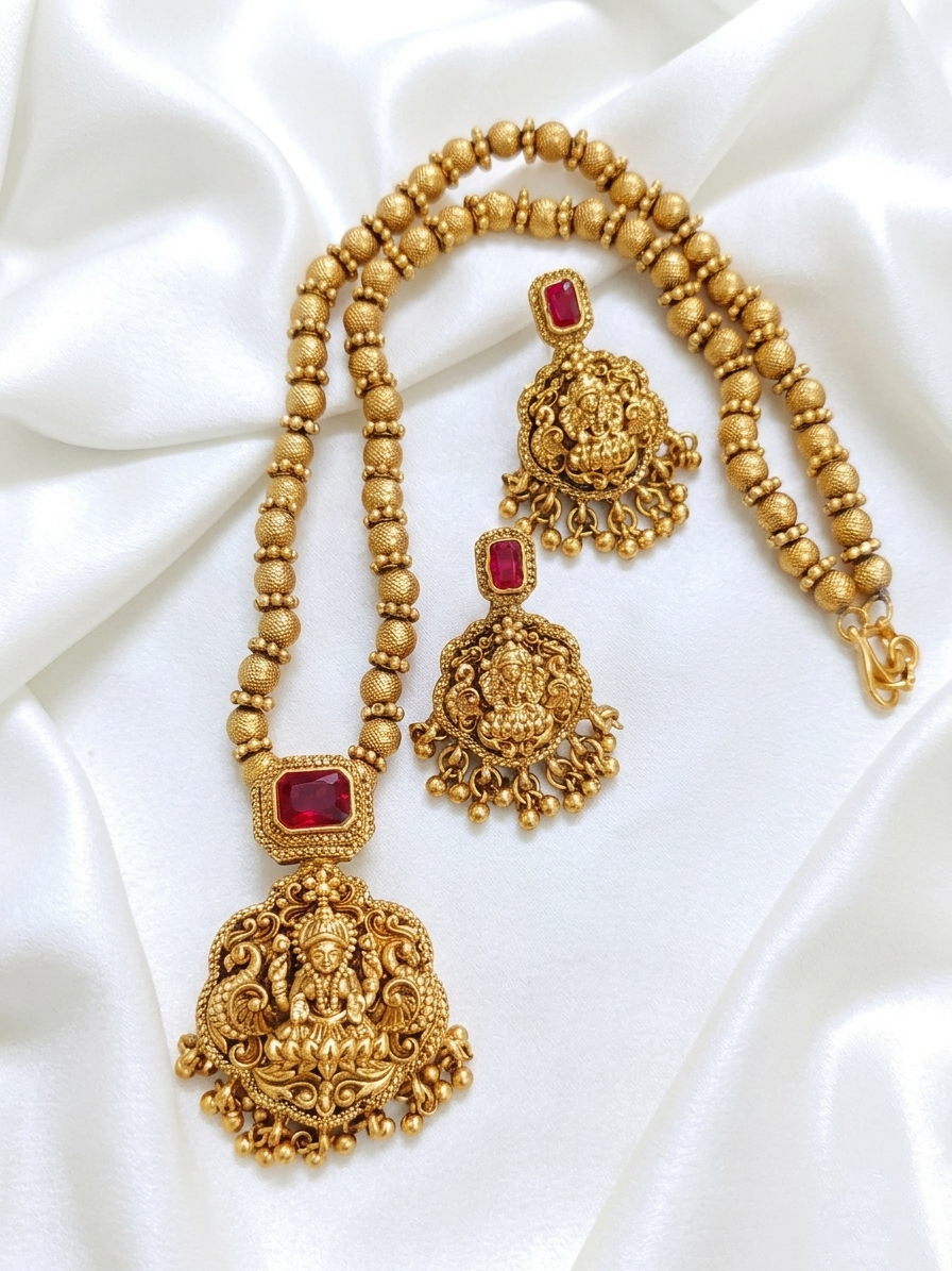 Lakshmi Mid Long Necklace Set v23