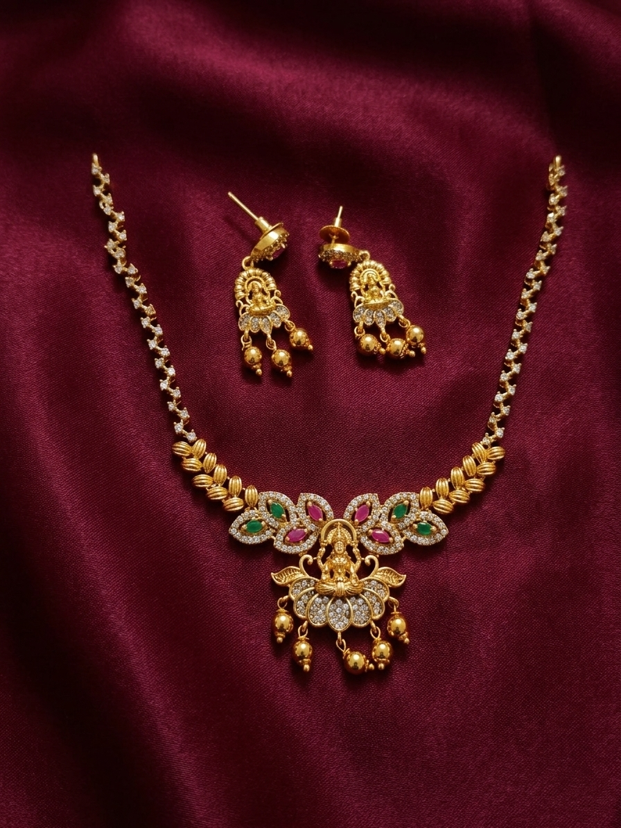 AD Lakshmi Necklace Set V91