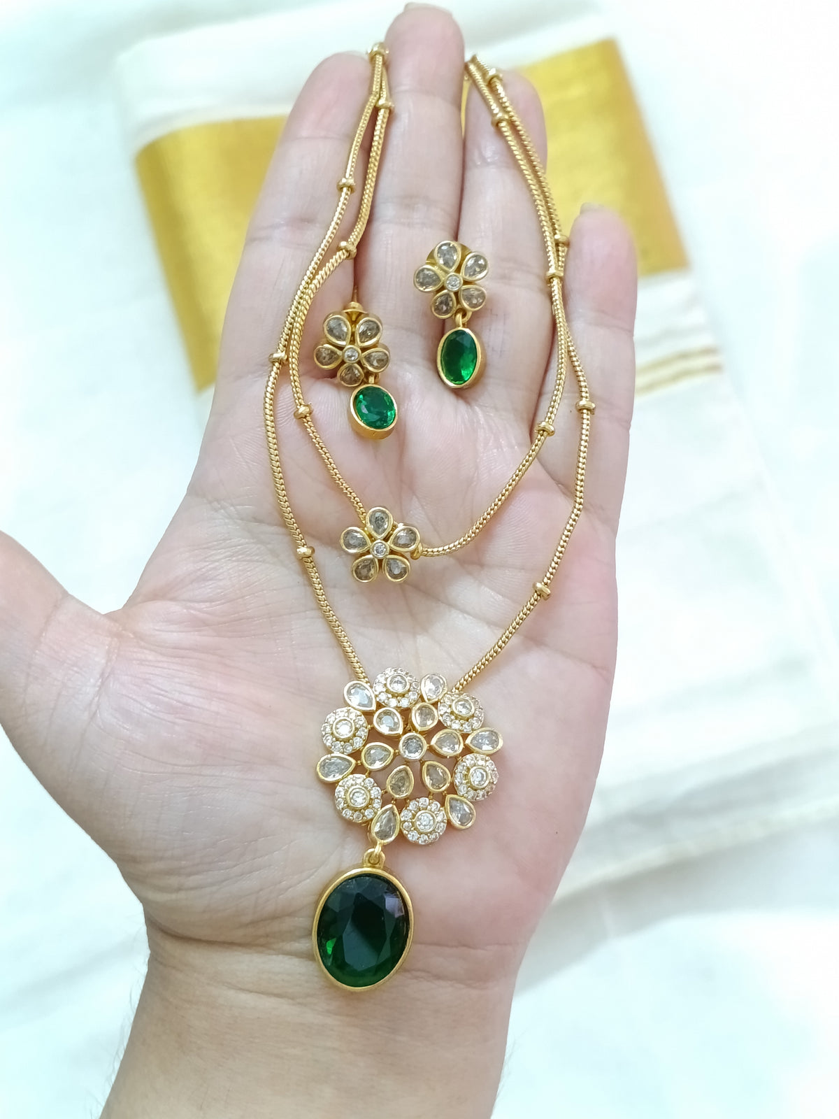 2 Layer AD Pendant Long Necklace Set V2