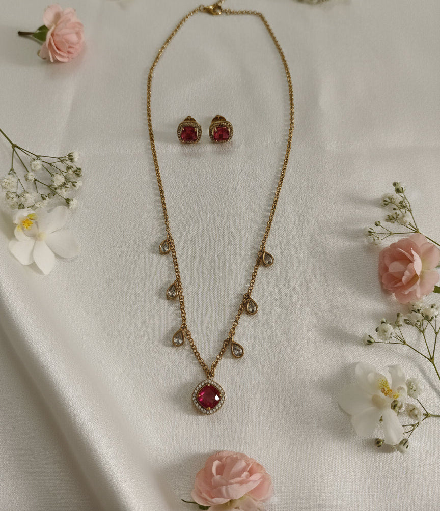 AD Pendant Chain Long Necklace Set