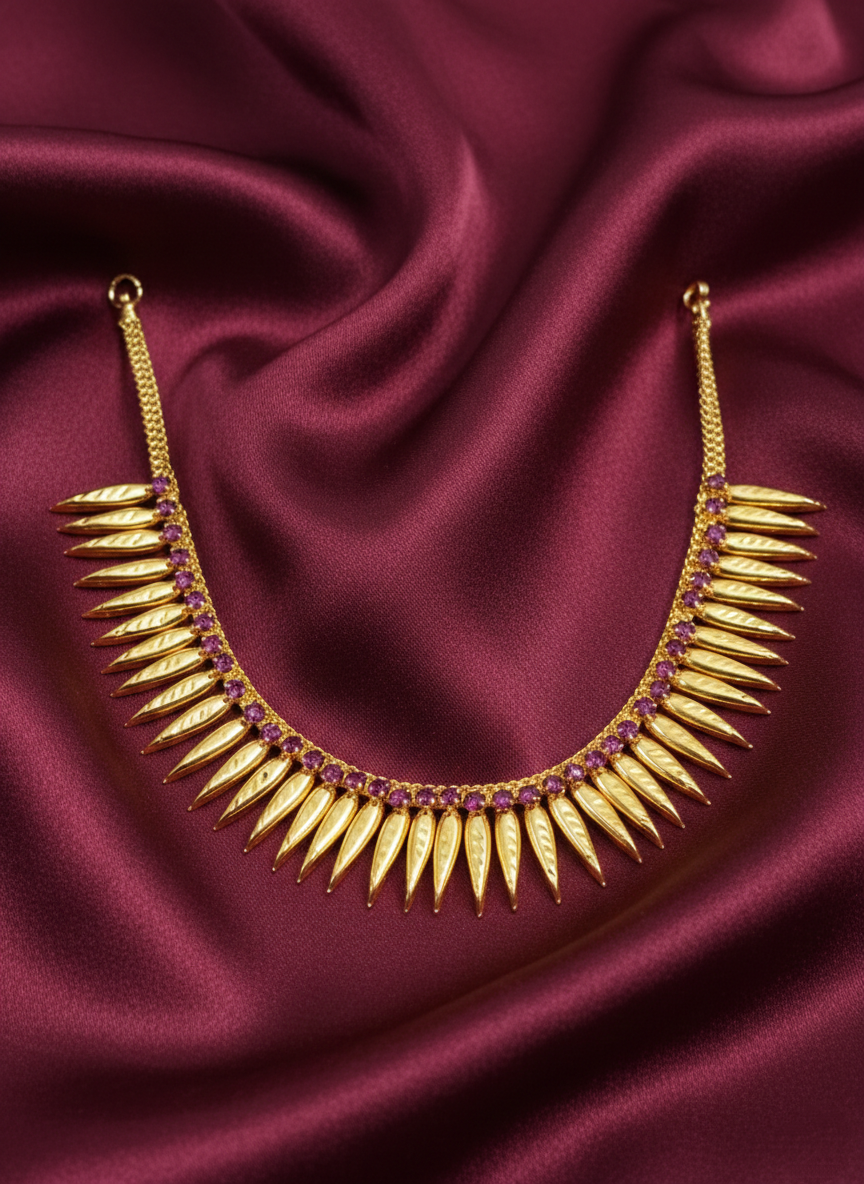 Micro Polish AD Long Mullamottu Necklace