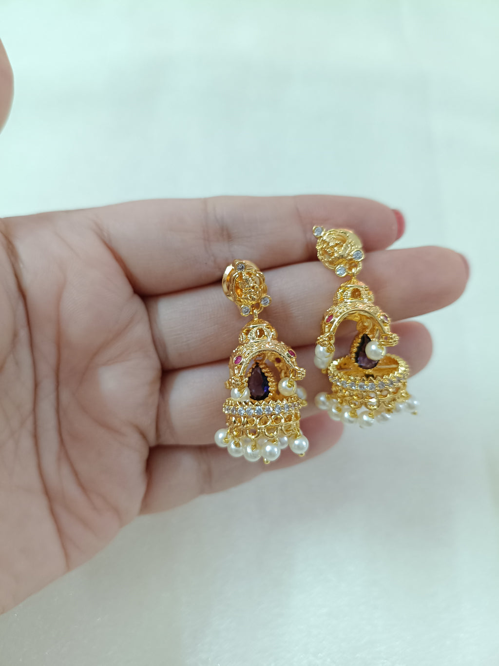 Small Temple Jhumka Earring Set
