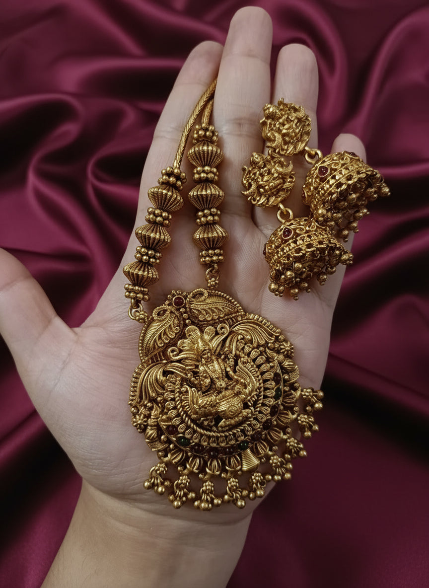 Lakshmi Pendant Necklace Set V7