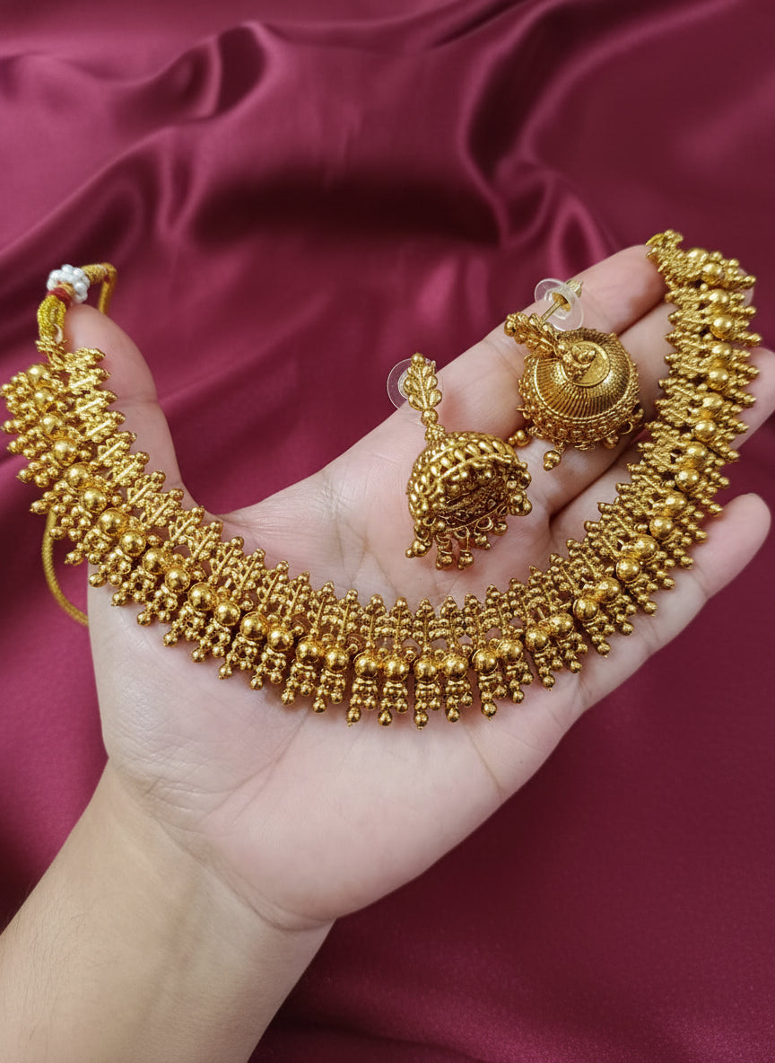 Matte Finish mullamottu Necklace Set