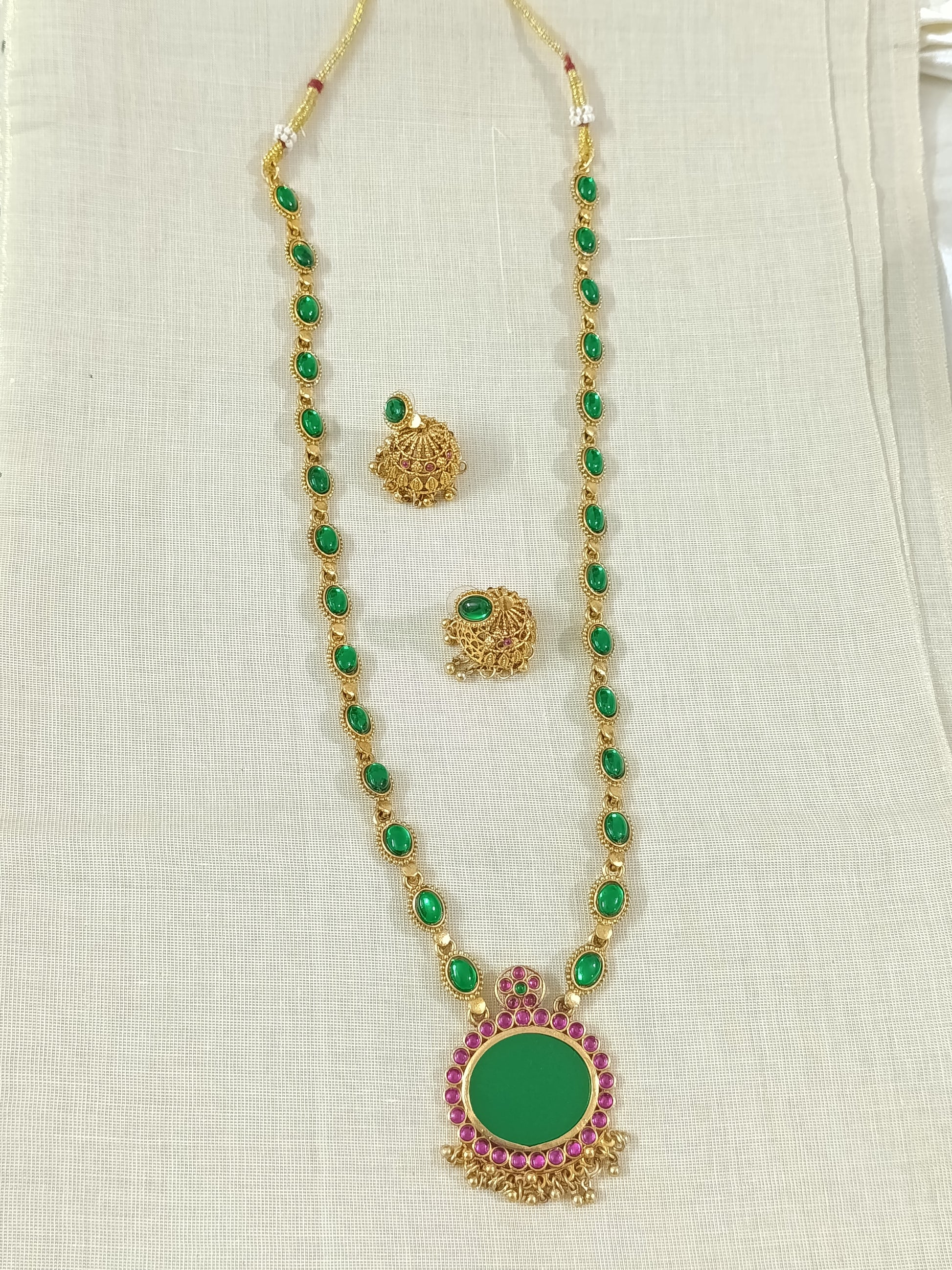 Fusion Palakka Long Necklace Set V2
