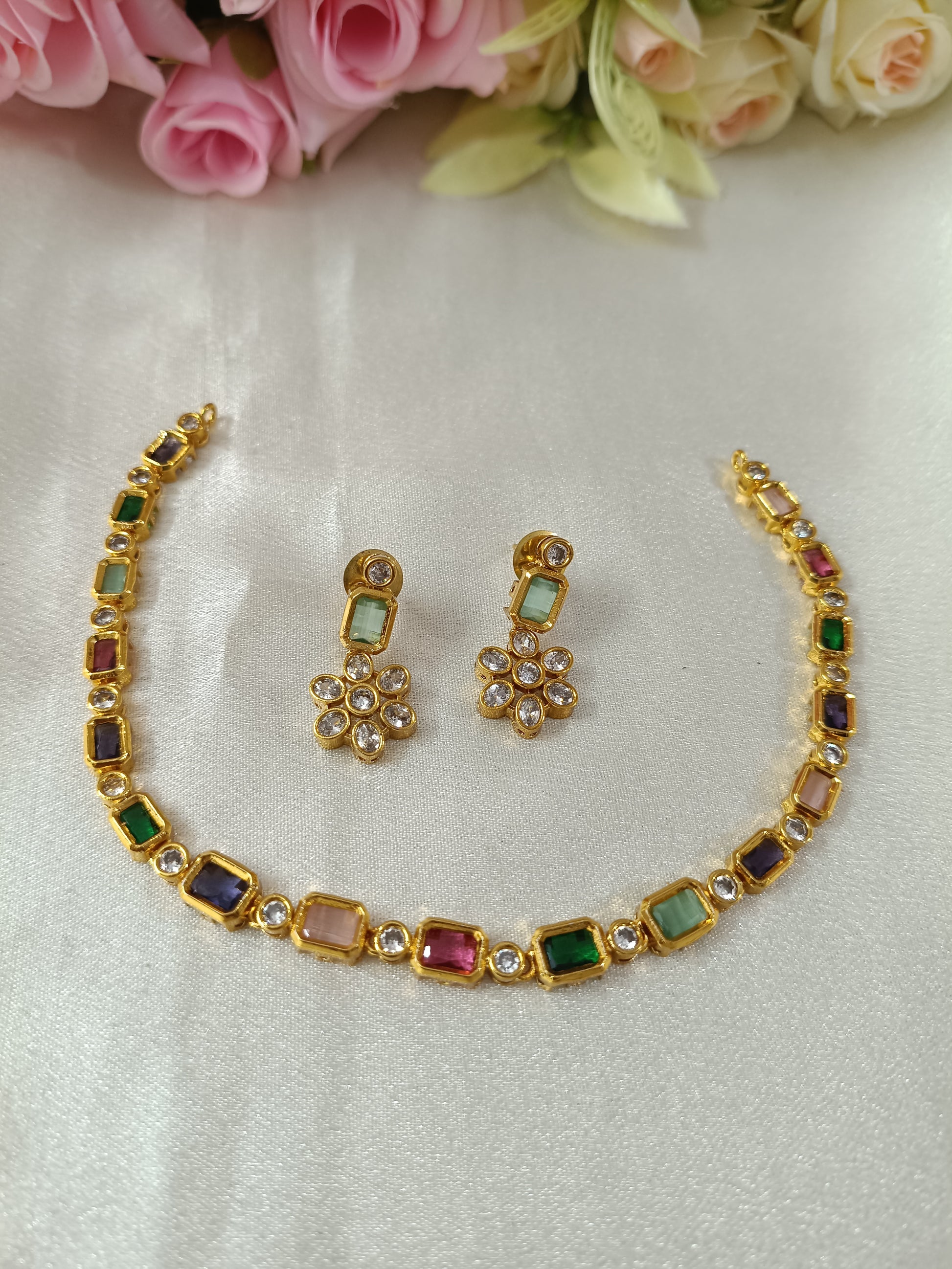 AD Navaratna Necklace Set V3