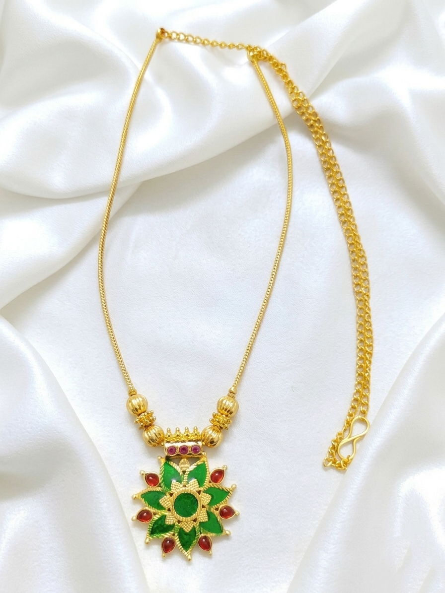 Low Budget Floral Palakka Pendant Necklace