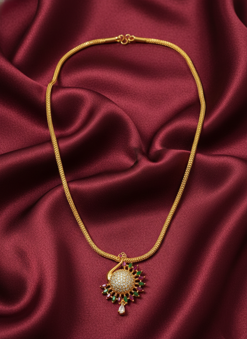 Micro Polish AD Peacock Pendant Necklace Set