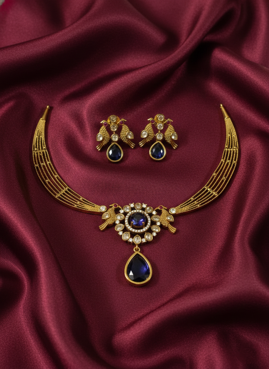 Matte Finish AD Hasli Necklace Set V4