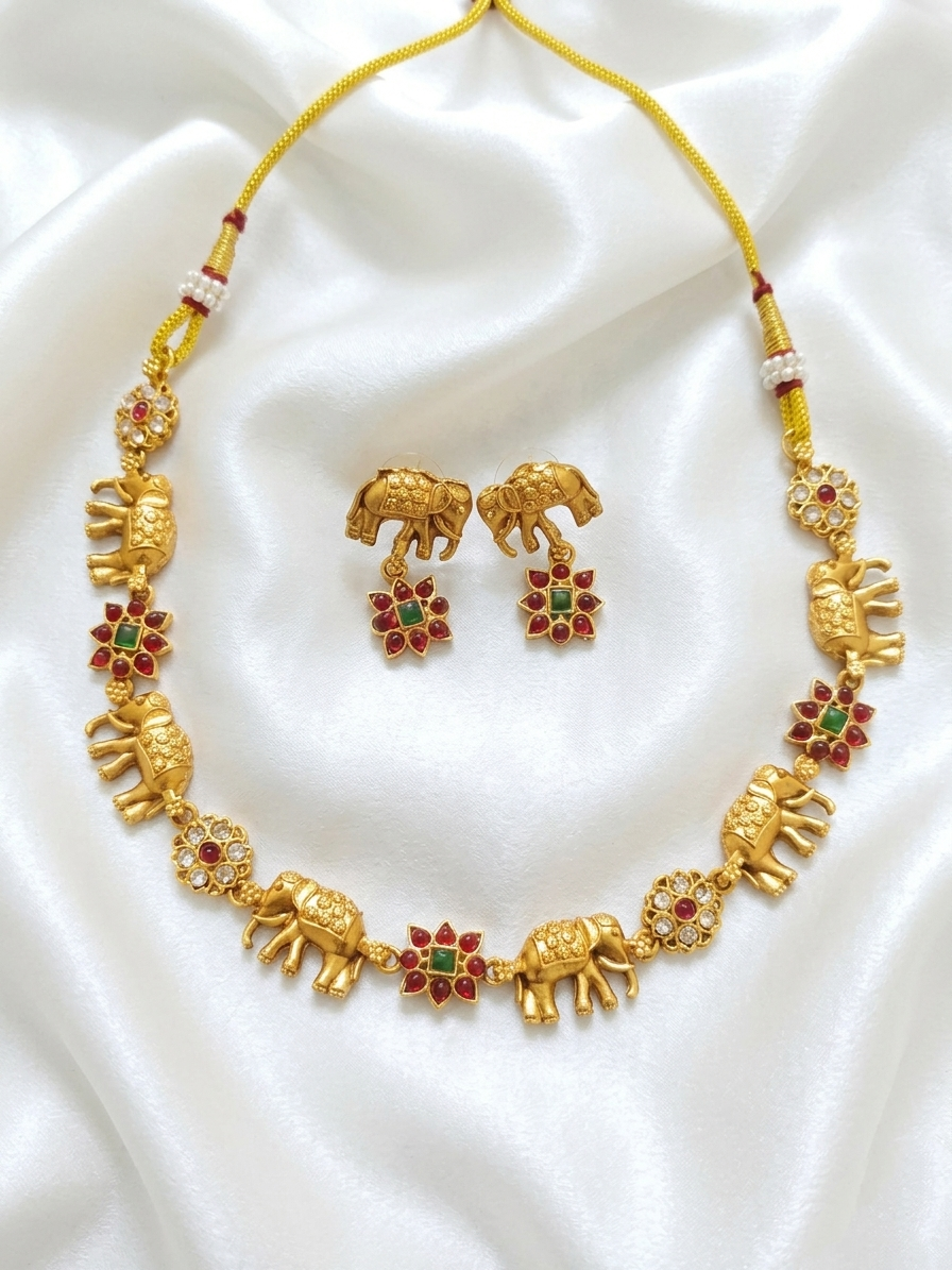 Floral Elephant Necklace Set