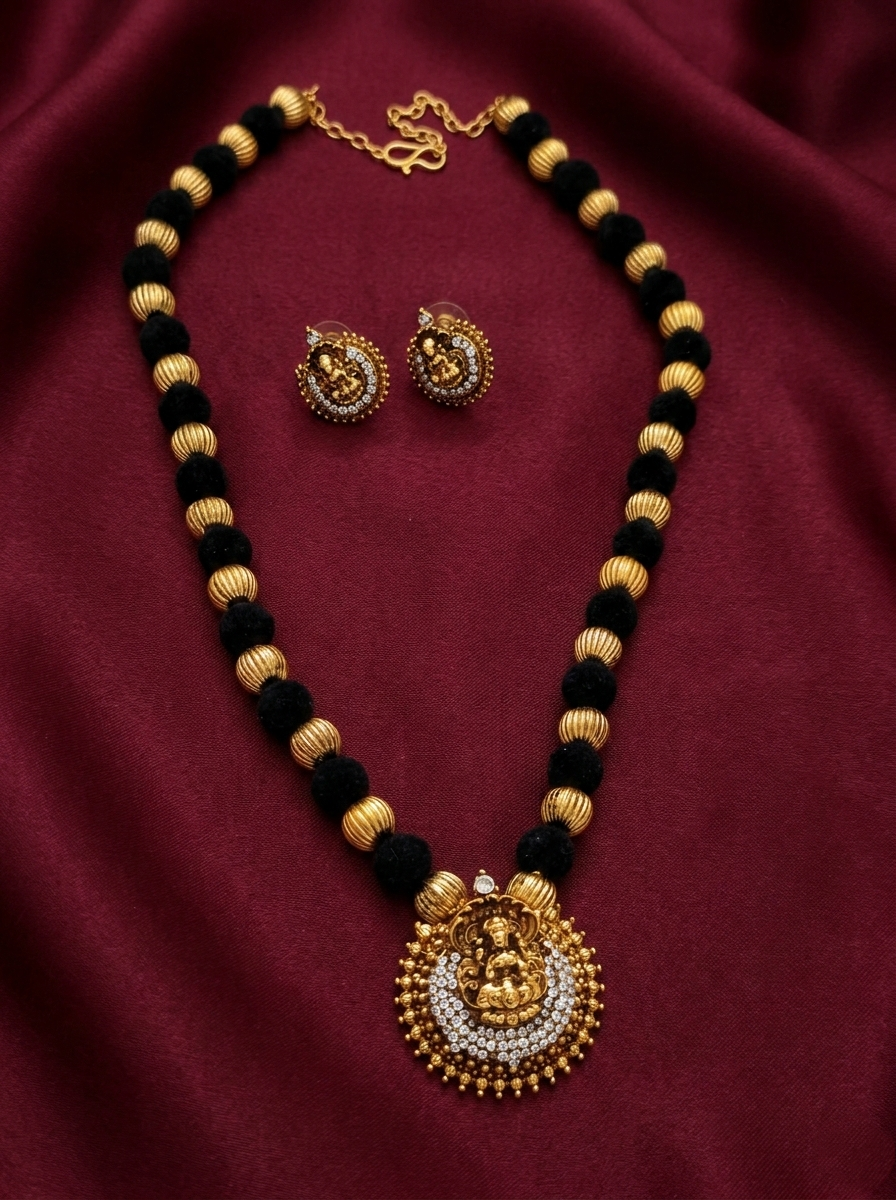 Low Budget Lakshmi Beaded Necklace Set V1
